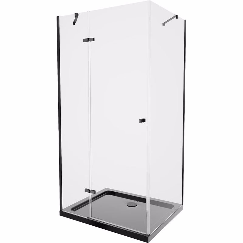 MEXEN/S - Roma sprchovací kút 100x90, transparent, čierna + čierna vanička so sifónom 854-100-090-70-00-4070B
