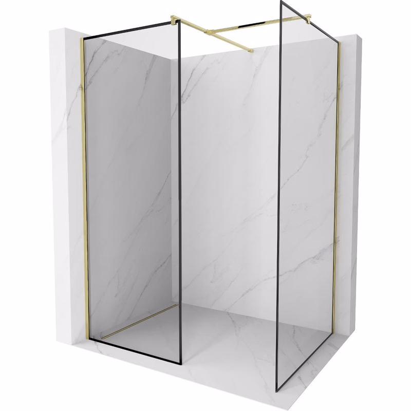 MEXEN/S - Kioto Sprchová zástena Walk-in 110 x 100, čierny vzor, zlatá 800-110-202-50-70-100