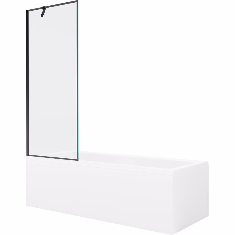 MEXEN/S - Cubik obdĺžniková vaňa 160 x 70 cm s panelom + vaňová zástena 70, čierna vzor 550316070X9507007070