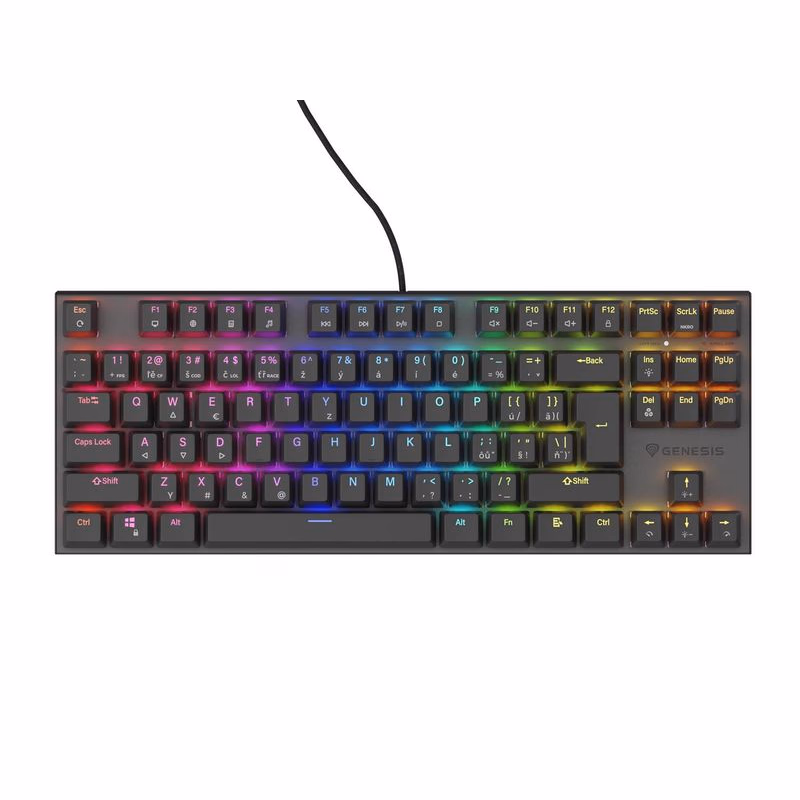 Genesis tichá herná klávesnica THOR 303/TKL/RGB/Outemu Peach/Drôtová USB/SK-SK layout/Čierna