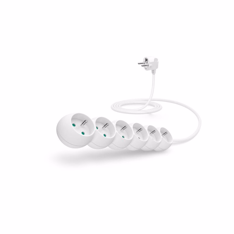 CONNECT IT predlžovací kábel 230 V, 6 zásuviek, 2 m, bez vypínača (biely)