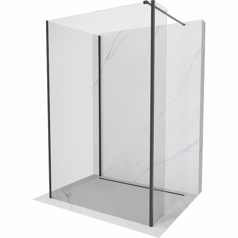 MEXEN/S - Kioto Sprchová zástena WALK-IN 110 x 80 x 40, transparent, čierna 800-110-080-221-70-00-040