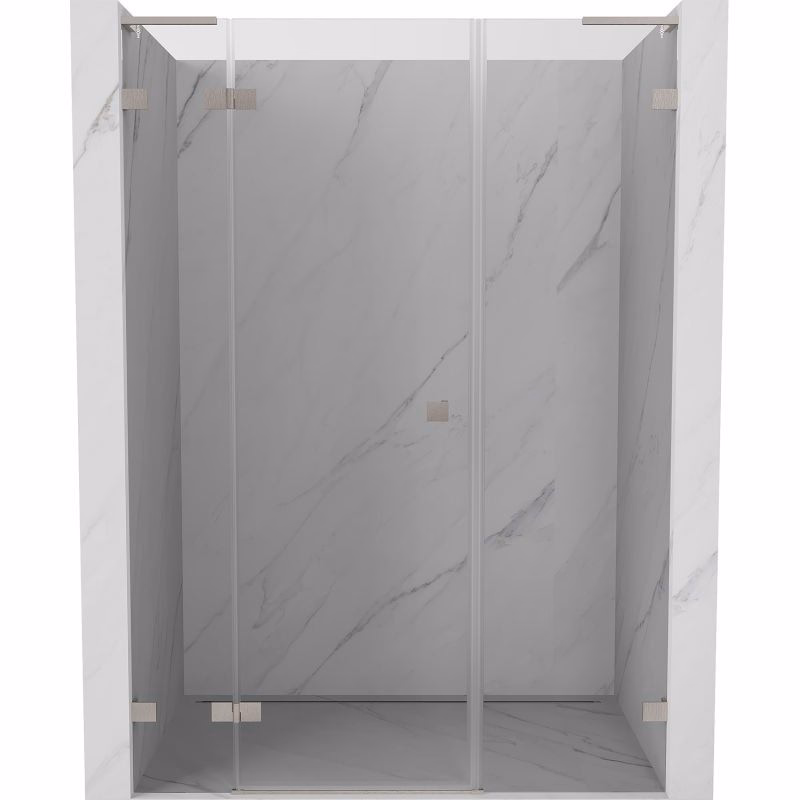 MEXEN/S - Lunar L sprchové dvere krídlové ľavé 125, transparent, nikel kartáčovaný 834SL-125-050-97-00-L