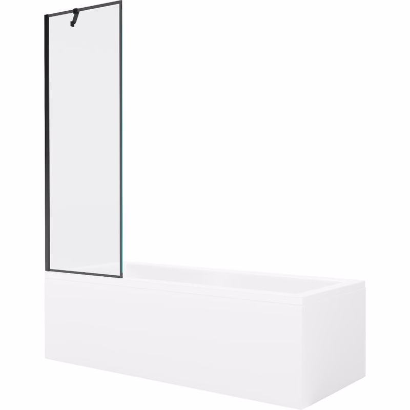 MEXEN/S - Cubik obdĺžniková vaňa 170 x 70 cm s panelom + vaňová zástena 60, čierna vzor 550317070X9506007070