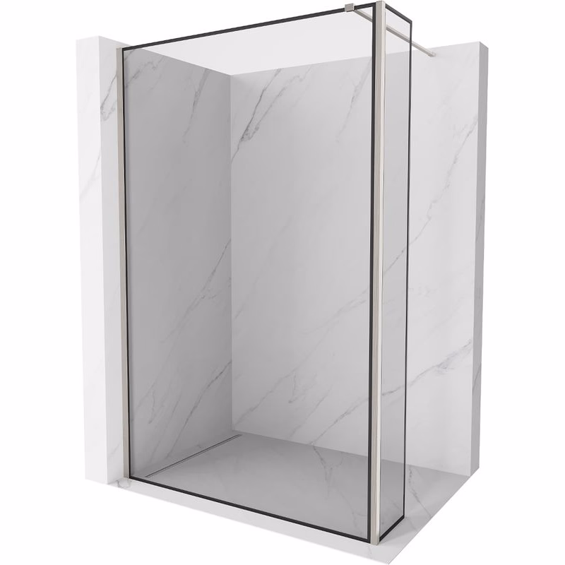 MEXEN/S - Kioto Sprchová zástena WALK-IN 100 x 40, čierny vzor, nikel kefovaná 800-100-212-97-70-040