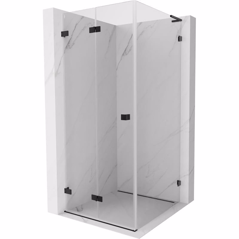 MEXEN/S - Lunar-F L sprchový kút skladacie dvere ľavá 80 x 80, transparent, čierna 836L-080-080-70-00-L