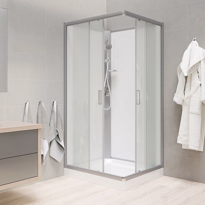 Mereo Sprchový box, čtvercový, 90 cm, satin ALU, sklo Point, zadní stěny bílé, SMC vanička, bez stříšky CK34122KBW
