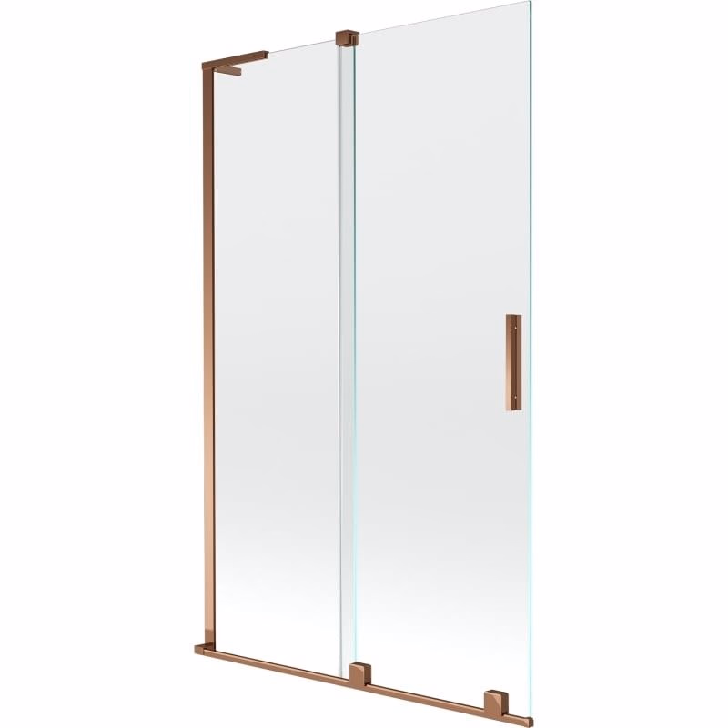 MEXEN/S - Velar L dvojkrídlová posuvná vaňová zástena 110 x 150, transparent, ružové zlato 896-110-003-01-60