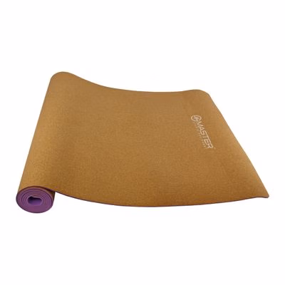 Podložka na cvičenie MASTER Yoga 5 mm - 183 x 61 cm - korková - fialová