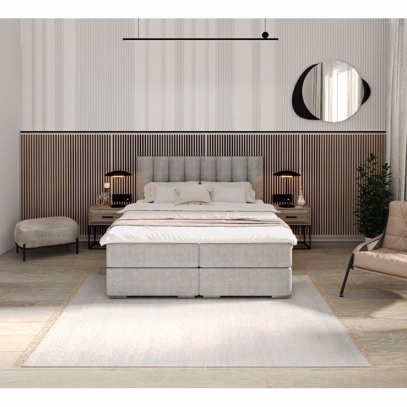 FDM Manželská posteľ LINCOLN Boxspring | sivá 180 x 200 cm