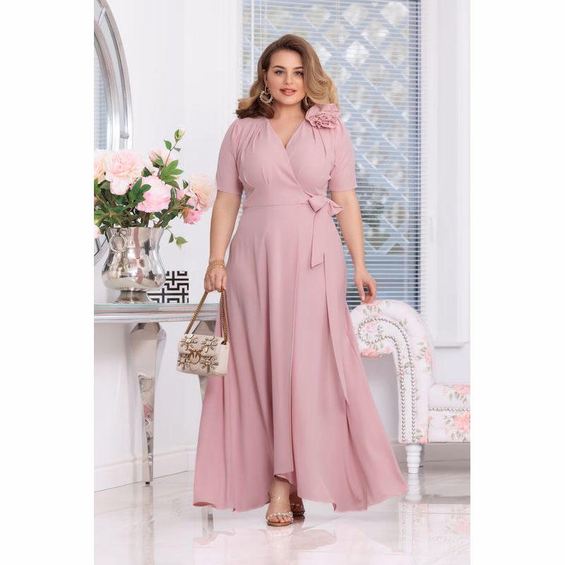 Elizabeth Collection Svetloružové zavinovacie šaty Veľkosť: XXL