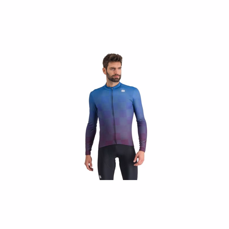 Pánsky cyklistický dres s dlhým rukávom SPORTFUL Rocket thermal jersey, blue denim nightshade