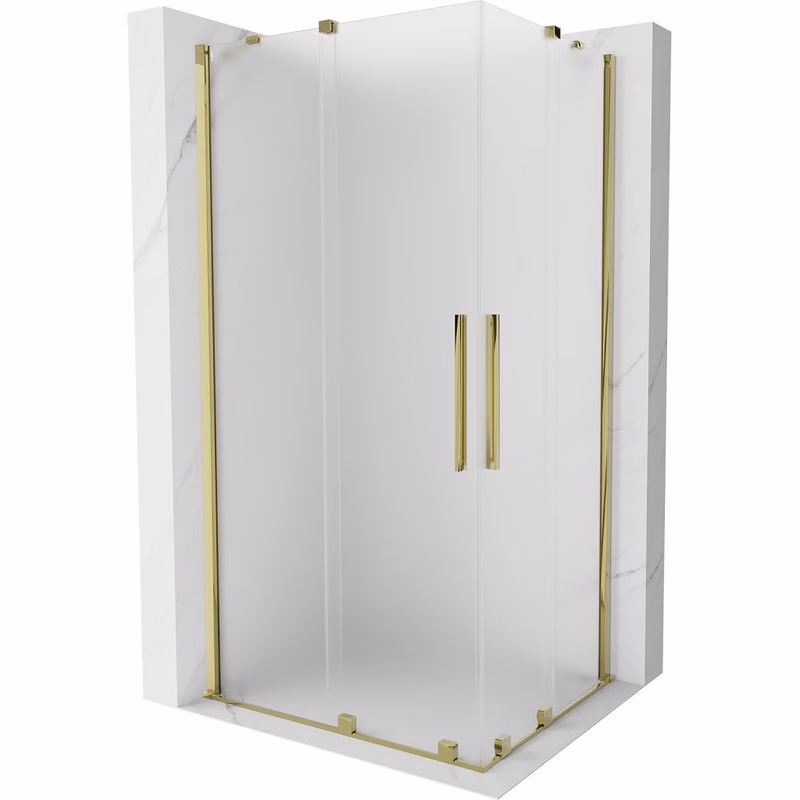 MEXEN/S - Velar Duo sprchovací kút, posuvné dvere 90 x 80, dekor, zlato 871-090-080-32-50