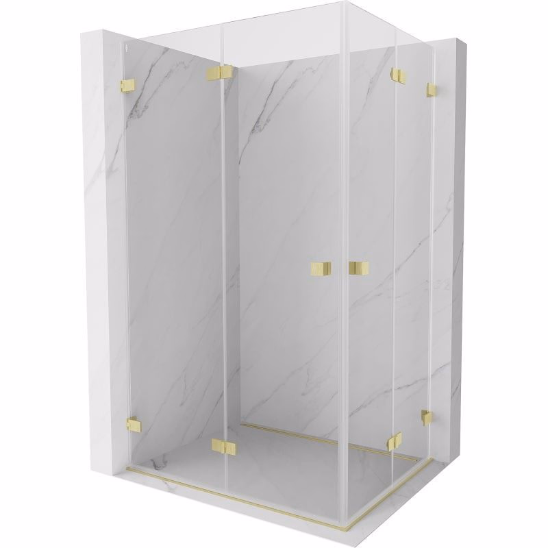 MEXEN/S - Lunar-F Duo sprchovací kút skladacie dvere 95 x 80, transparent, zlato kartáčovaná 836-095L-080P-55-00