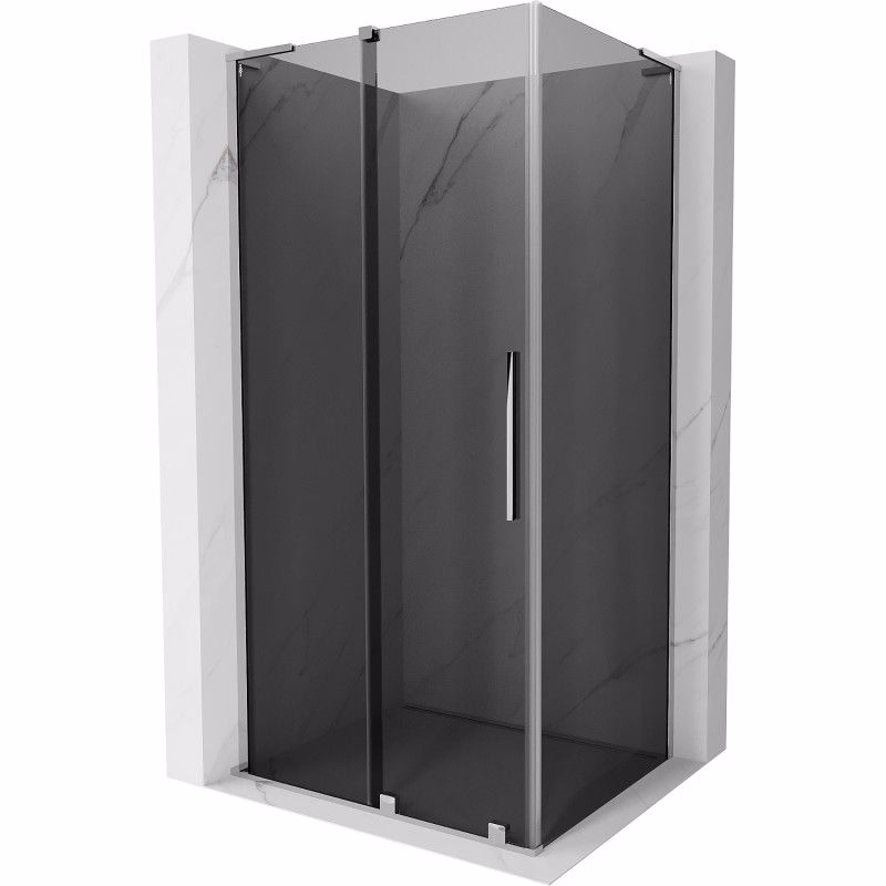 MEXEN/S - Velar L sprchovací kút, posuvné dvere 90 x 100, grafit, chróm 871-090-100-43-01