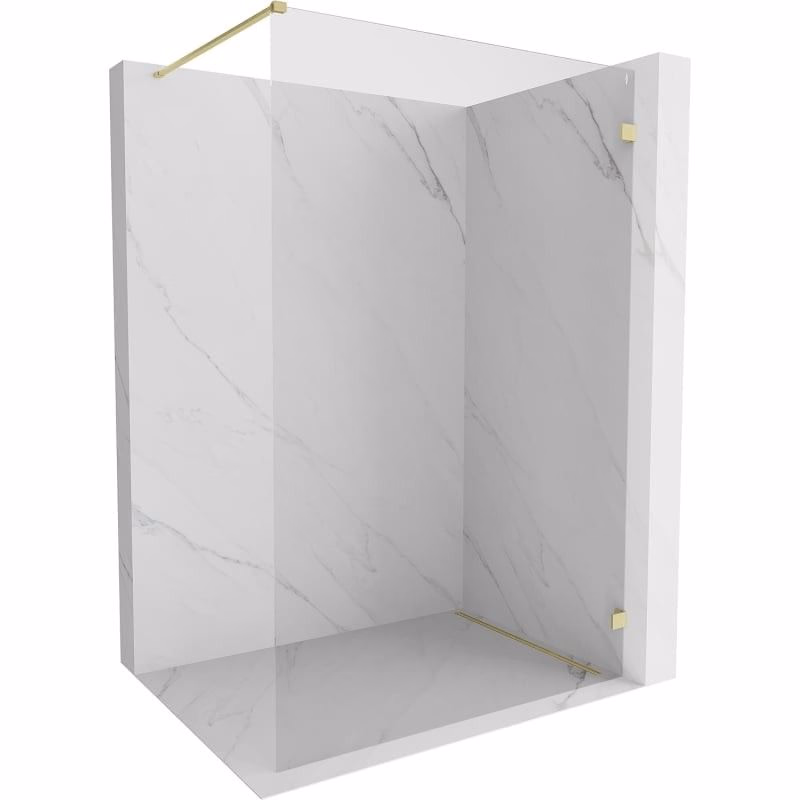 MEXEN/S - Lunar Sprchová zástena WALK-IN pravá 130 x 200, transparent 8 mm, zlato kefovaná 830-130-000-55-00-P