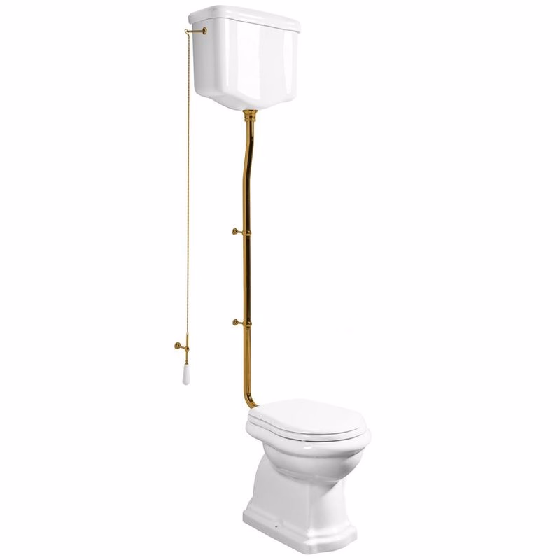 KERASAN - RETRO WC misa s nádržkou, spodný odpad, biela-bronz WCSET17-RETRO-SO
