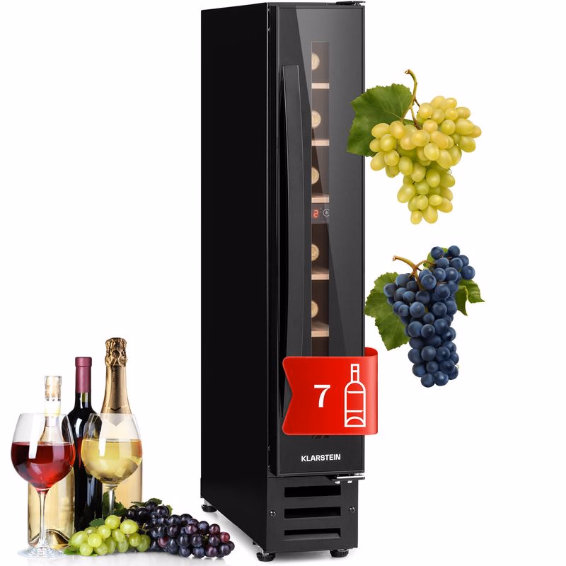 Klarstein Vinovilla 7 built-in Uno Onyx, vstavaná vinotéka, čierne sklo, nehrdzavejúca oceľ
