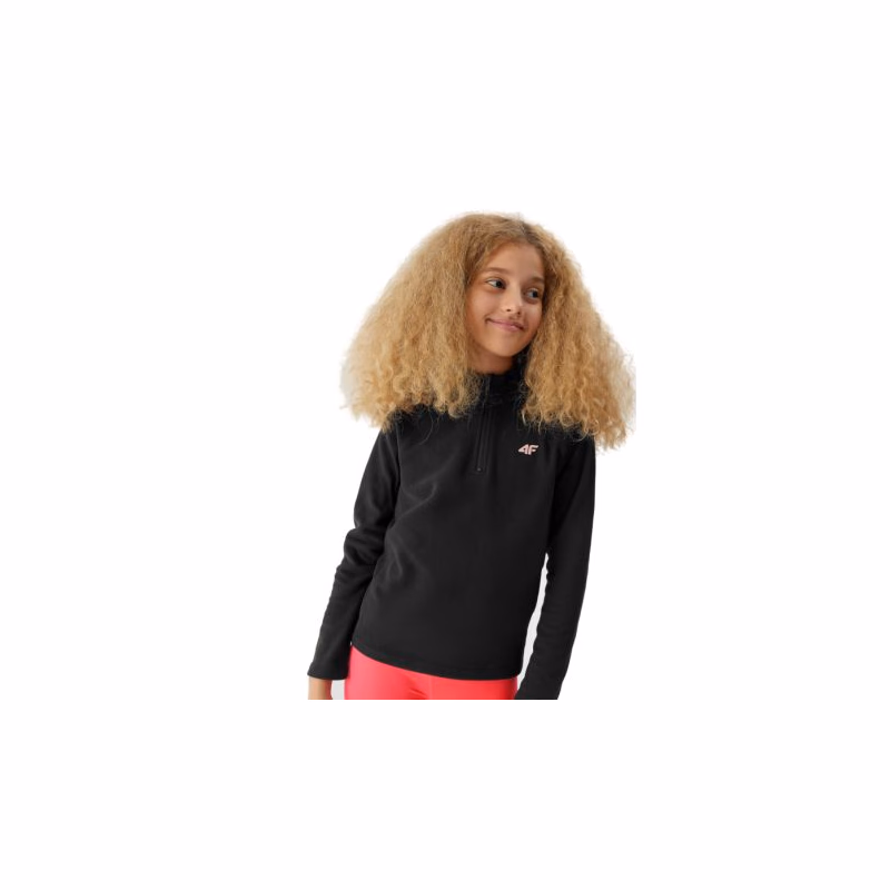 Dievčenská lyžiarska flisová mikina 4F JUNIOR FLEECE UNDERWEAR-JAW23UFLEF033-20S-DEEP BLACK