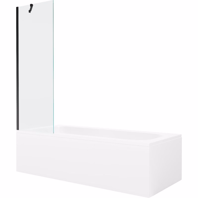 MEXEN/S - Vega obdĺžniková vaňa 170 x 70 cm s panelom + vaňová zástena 60, transparent, čierna 550117070X9506000070