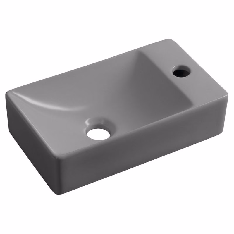 SAPHO - MARGITHA keramické umývadlo 38x22cm, otvor pro batériu vpravo, šedá MGT3822GR