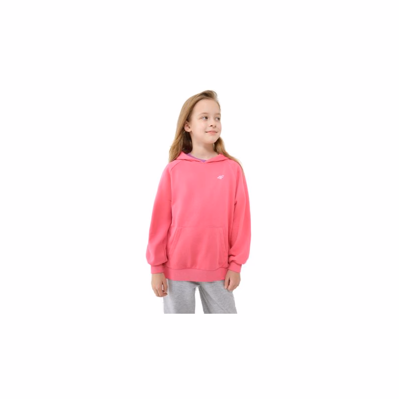 Dievčenská mikina s kapucňou 4F JUNIOR SWEATSHIRT F1478-54S-PINK