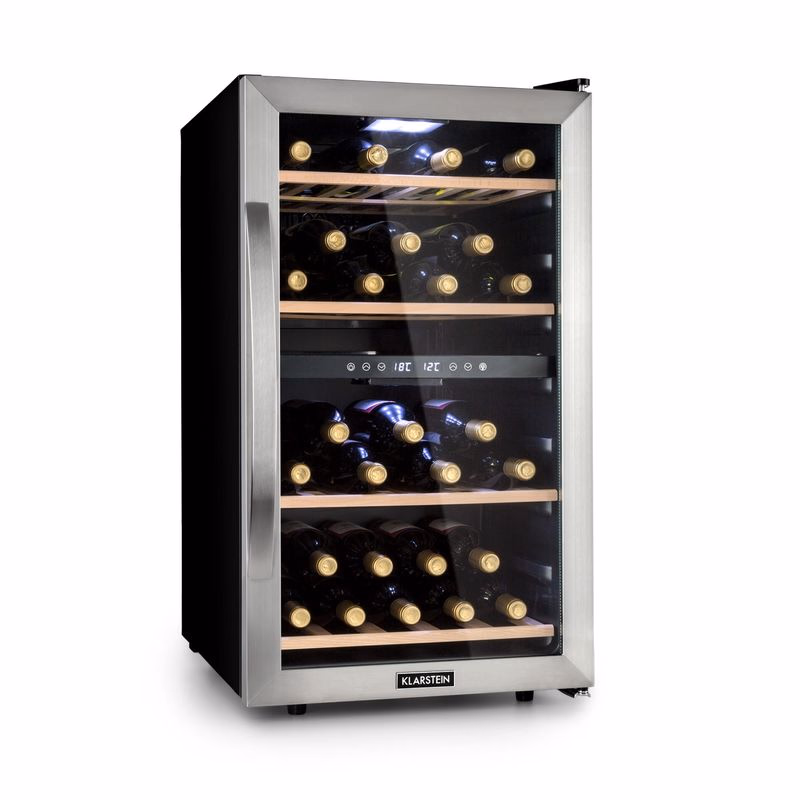 Klarstein Vinamour 45D, vinotéka, 118 l, 45 fliaš, 5–18°C, 2 zóny, nehrdzavejúca oceľ