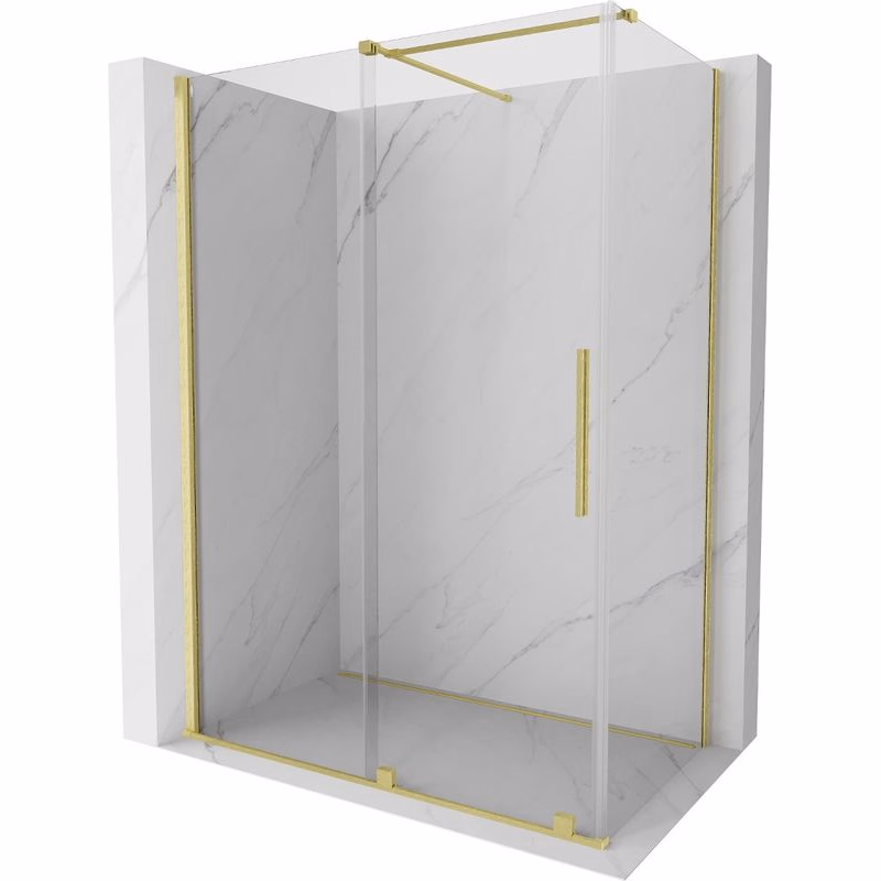 MEXEN/S - Velár sprchovací kút 140 x 80, transparent, zlatá kartáčovaná 871-140-080-01-55
