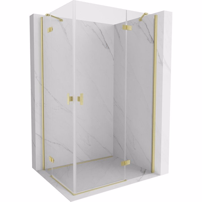 MEXEN/S - Mist H Duo sprchovací kút dvere krídlové 90 x 115, transparent, zlato kartáčovaná 8A5-090L-115P-55-00