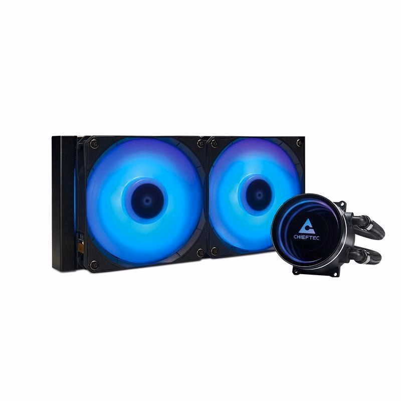 CHIEFTEC vodné chladenie CPU Iceberg 240, 2x120mm ARGB, ARGB vodný blok, LGA1851, AM5, čierna