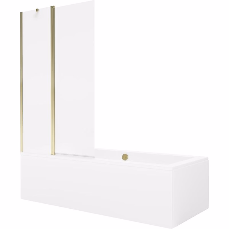 MEXEN/S - Cube obdĺžniková vaňa 180 x 80 cm s panelom + vaňová zástena 100, transparent, zlatá 550518080X9410115000