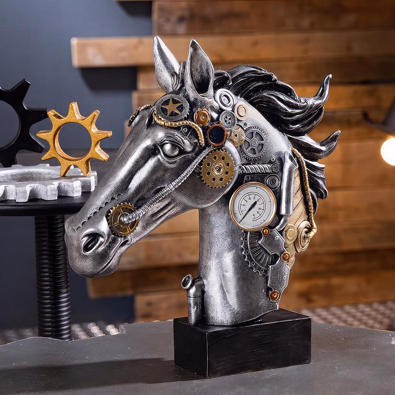 Steampunková socha koňa