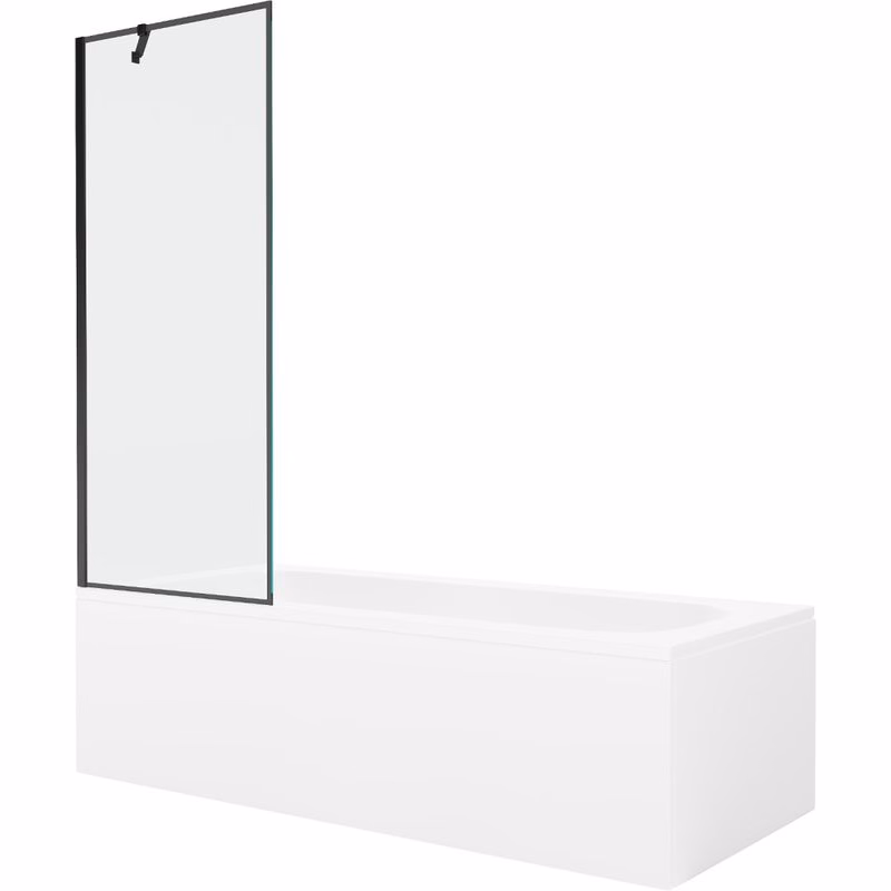 MEXEN/S - Vega obdĺžniková vaňa 170 x 70 cm s panelom + vaňová zástena 70, čierna vzor 550117070X9507007070
