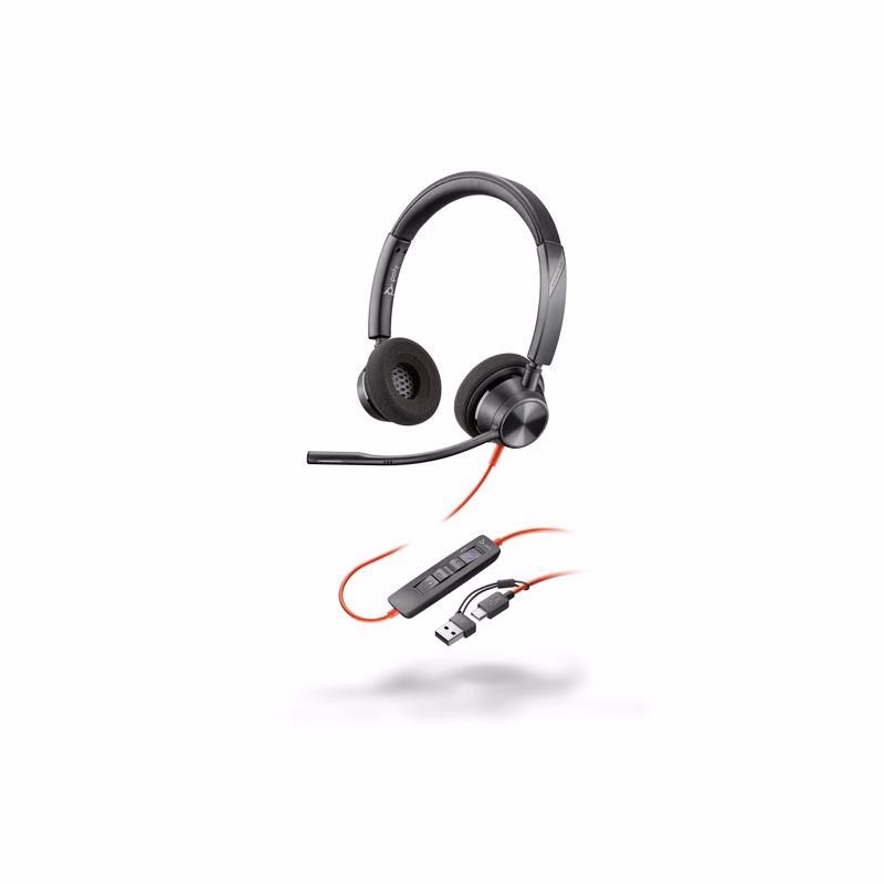 Poly Blackwire 3320 MS Teams náhlavná súprava, USB-C/A adaptér, stereo