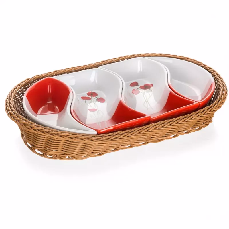 Misky v košíku 30,5 cm 4 dielna súprava   Redpoppy  601559rp