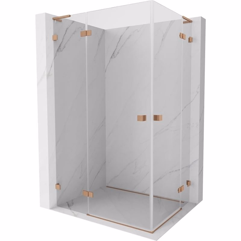 MEXEN/S - Lunar L Duo sprchovací kút dvere krídlové 120 x 80, transparent, meď kartáčovaná 834L-120L-080P-65-00