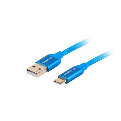 LANBERG USB-C(M) na USB-A(M) 2.0 kábel 1m, modrý, rýchle nabíjanie 3.0