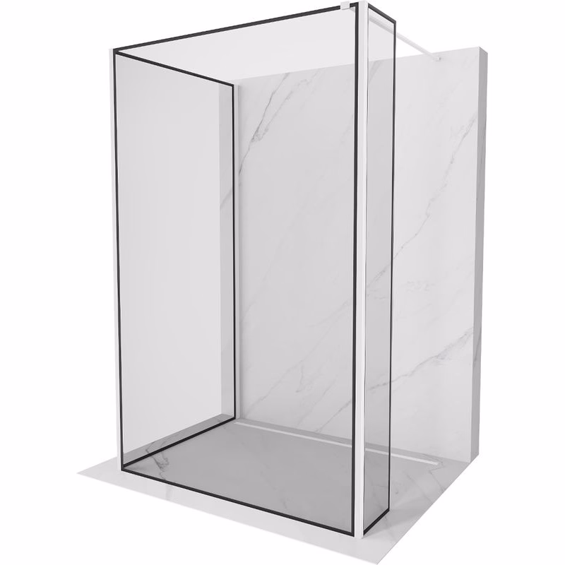 MEXEN/S - Kioto Sprchová zástena WALK-IN 120 x 120 x 30, čierny vzor, biela 800-120-120-221-20-70-030