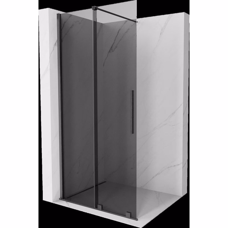 MEXEN/S - Velar Sprchová zástena posuvná Walk-in 110 x 200, grafit 8 mm, grafit kartáčovaná 871-110-000-43-66