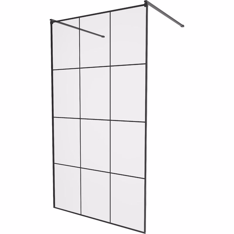 MEXEN/S - KIOTO samostatne stojaca sprchová zástena 120 x 200, transparent/čierna vzor 8 mm, čierna 800-120-002-70-77