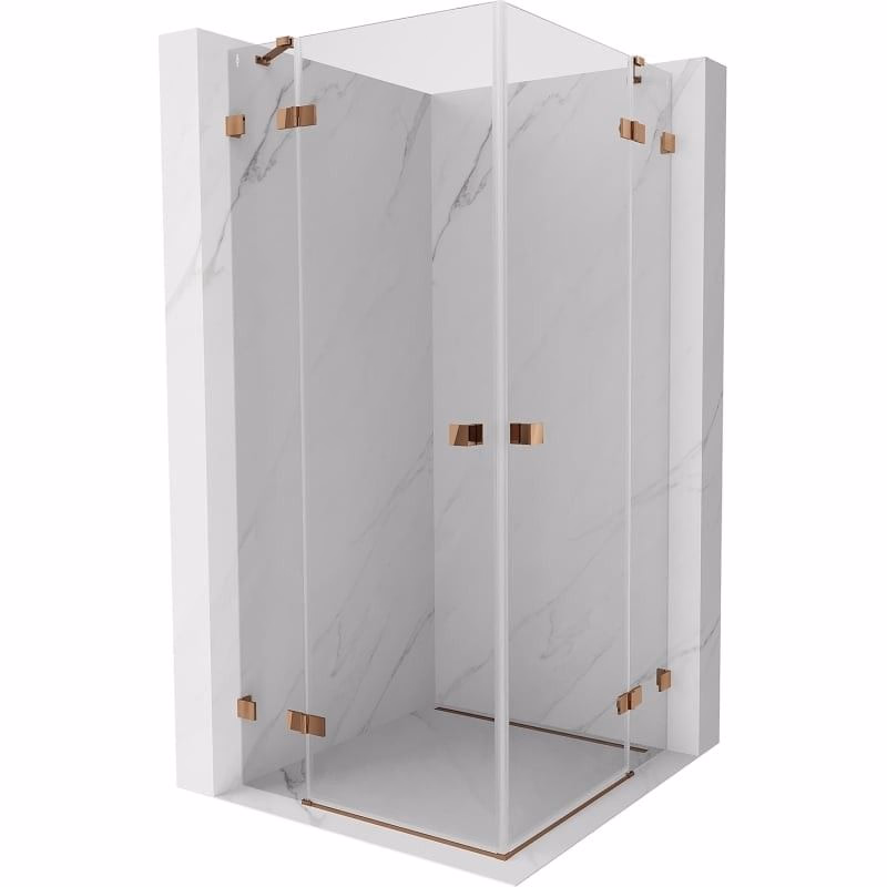 MEXEN/S - Lunar Duo sprchovací kút dvere krídlové 90 x 90, transparent, ružové zlato 834-090L-090P-60-00