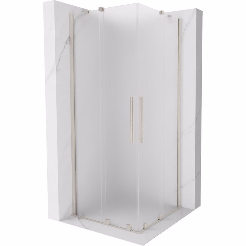 MEXEN/S - Velar Duo sprchovací kút, posuvné dvere 80 x 80, dekor, nikel kartáčovaný 871-080-080-32-97