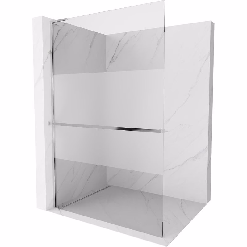 MEXEN/S - Kioto+ L Sprchová zástena WALK-IN s poličkou a držiakom uterákov 90 x 200, transparent/dekor, chróm 800-090-123-01-35