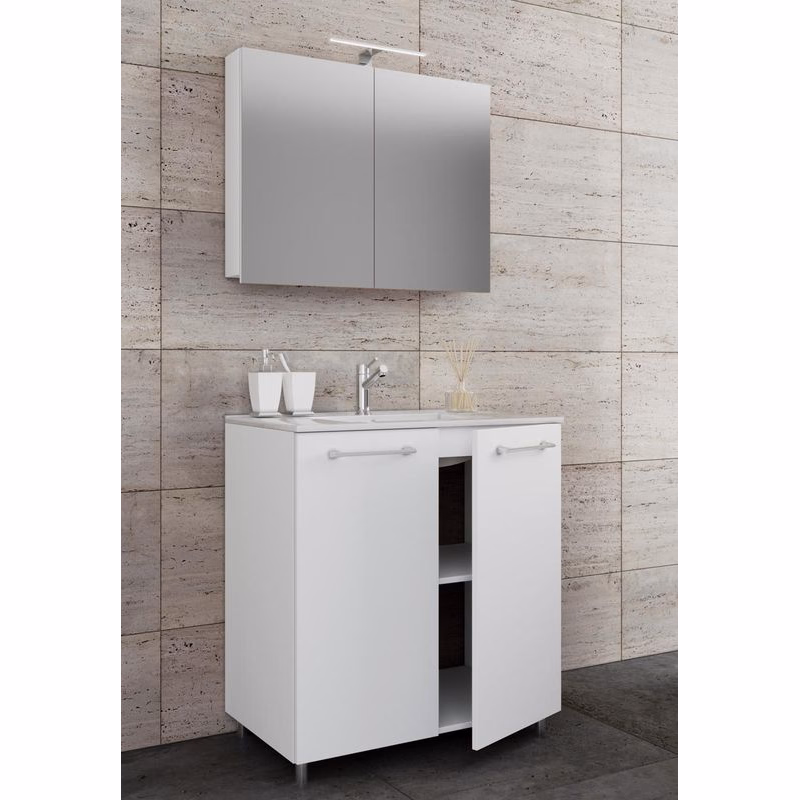 3-dielna umývadlová skrinka Badinos 2 dvierka 60 cm so zrkadlom, biela