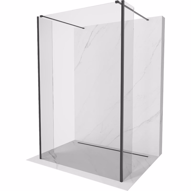 MEXEN/S - Kioto Sprchová zástena WALK-IN voľne stojaca 115 x 30 x 30, transparent, čierna 800-115-030-222-70-00-030