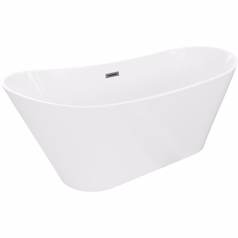 MEXEN/S - Dora voľne stojaca vaňa 150 x 75, biela, sifón a prepad grafit metal 52071507500-95