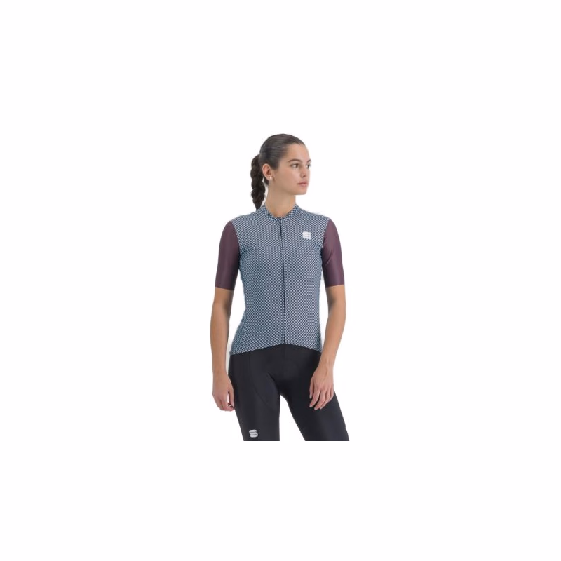 Dámsky cyklistický dres s krátkym rukávom SPORTFUL Checkmate w jersey, huckleberry blue radiance