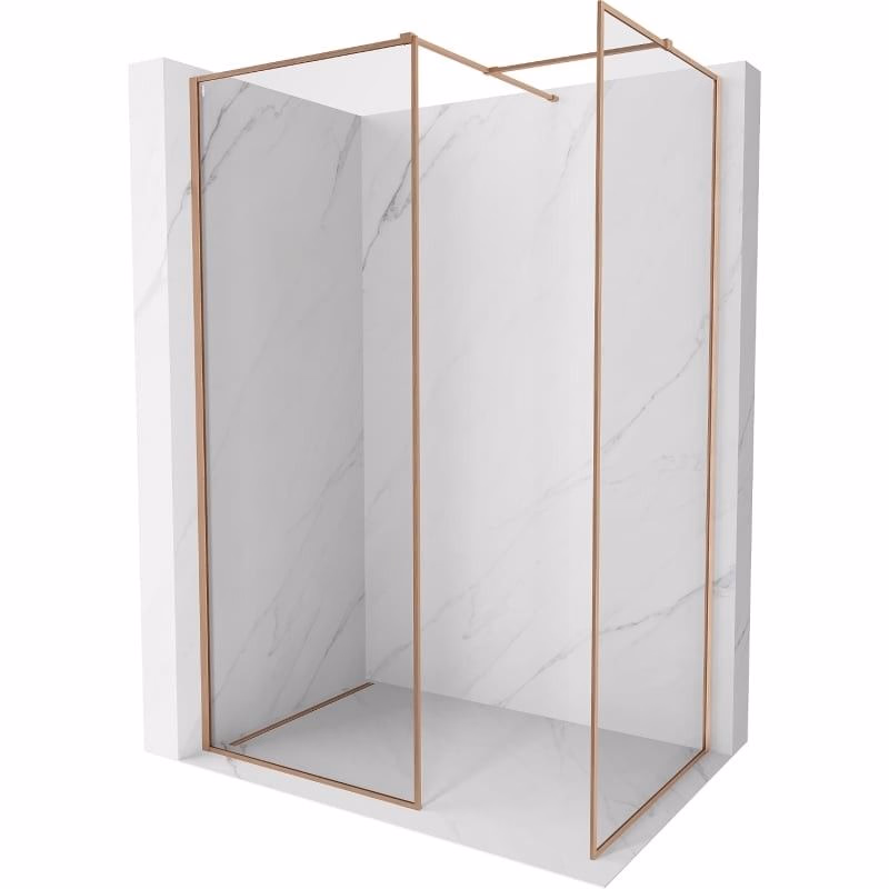 MEXEN/S - Kyoto-XF Sprchová zástena WALK-IN s rámom 150 x 80, transparent 10 mm, meď kartáčovaná 800-150-202-04-65-080-XF