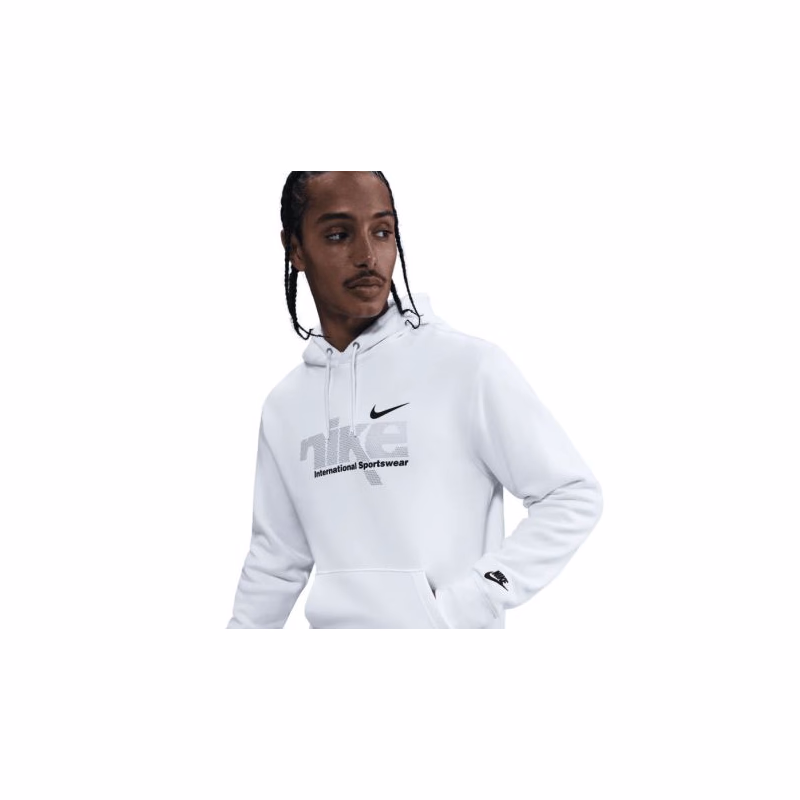 Pánska mikina s kapucňou NIKE M NK CLUB BB PO HDY SWSH SPORT WHITE METALLIC SILVER