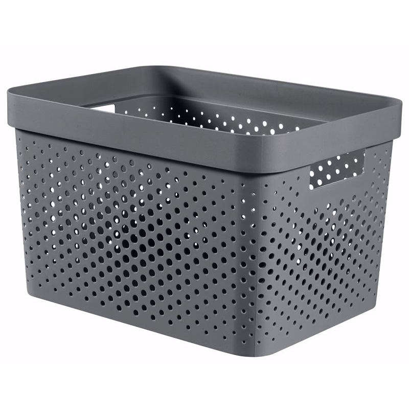 CURVER Úložný box INFINITY DOTS 17l recyklovaný plast | tmavosivá